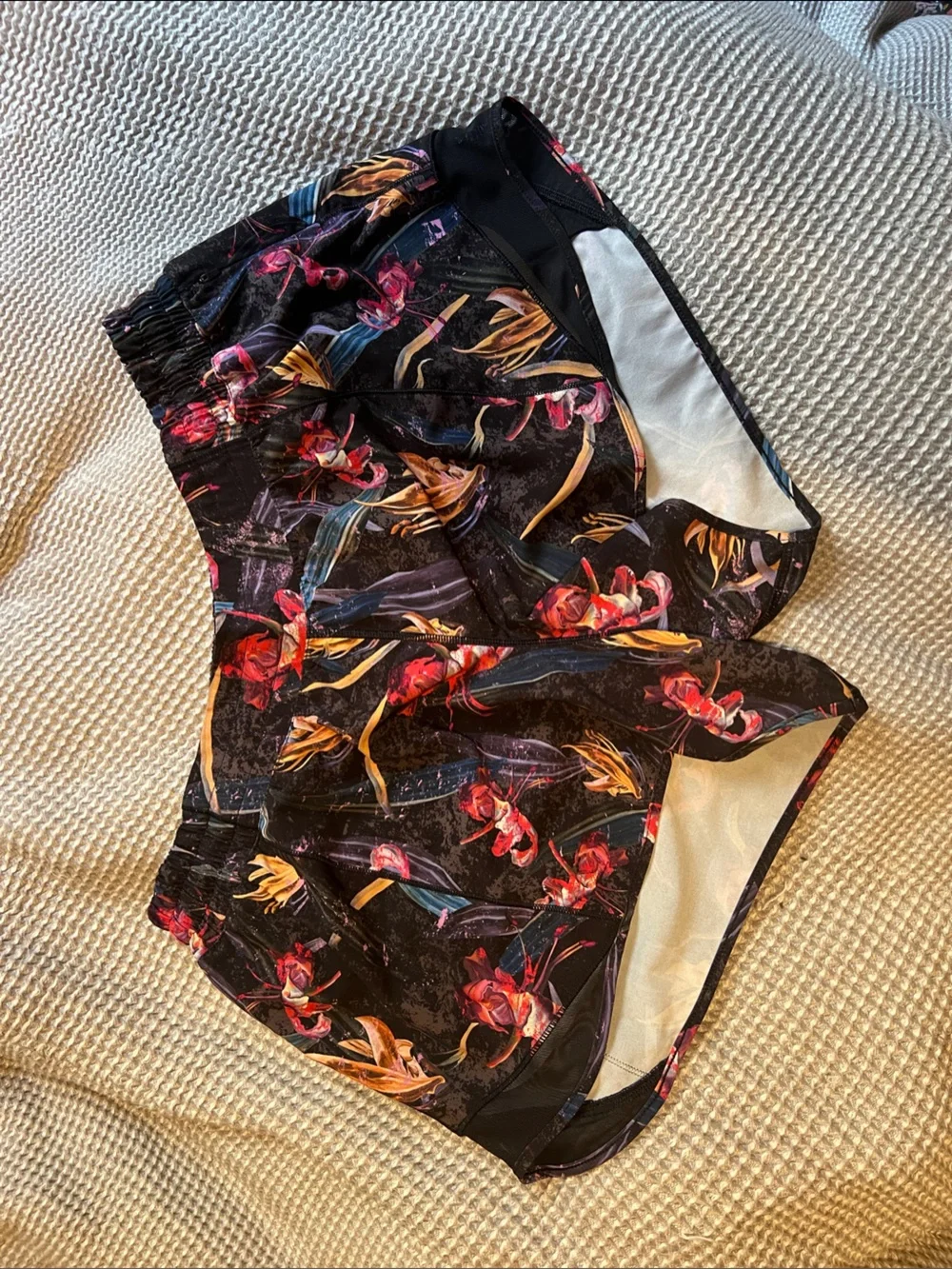 lululemon athletica Hotty Hot Black Floral Athletic Shorts